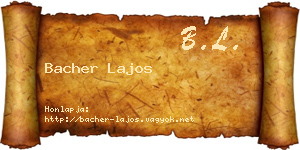 Bacher Lajos névjegykártya